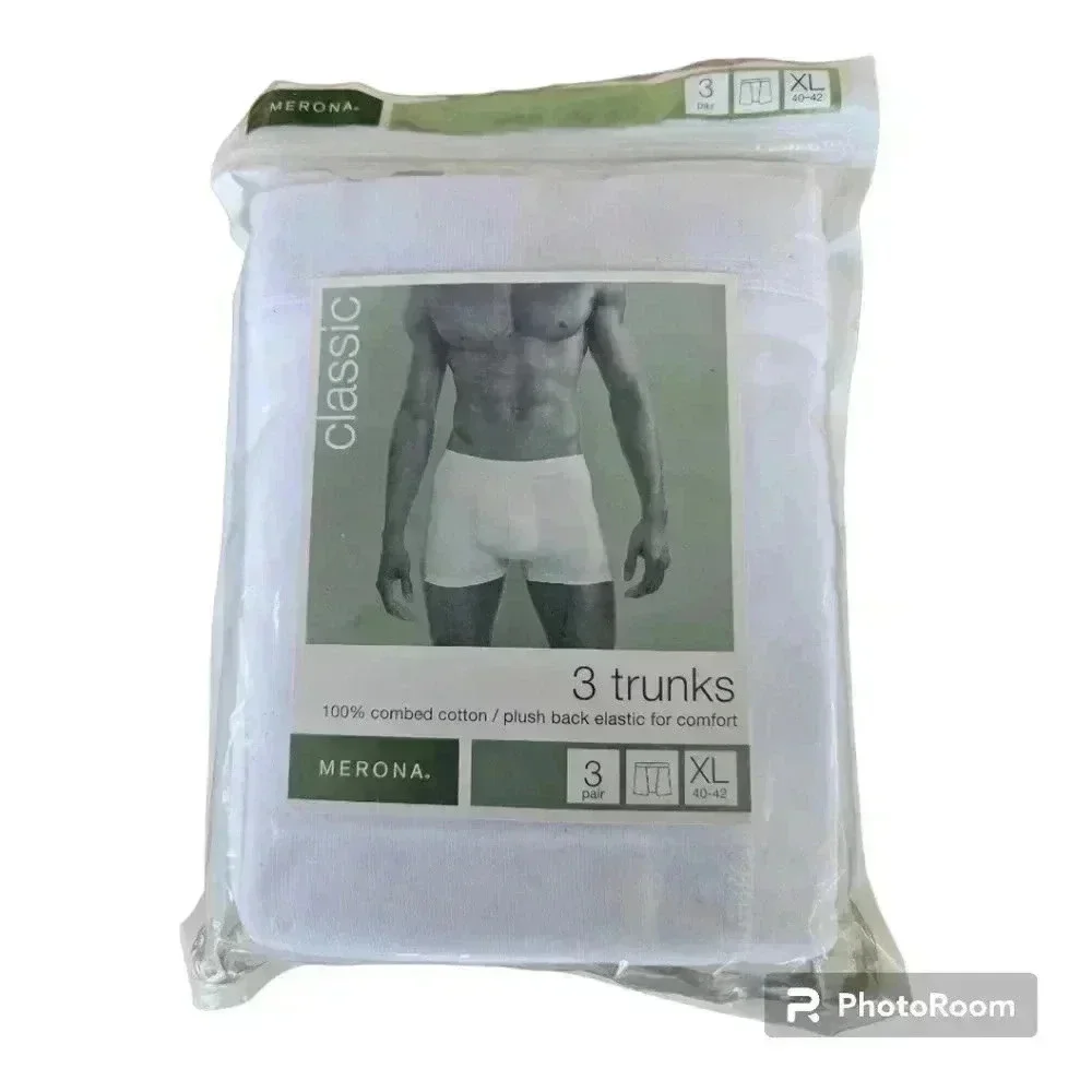 NOS Merona Classic Cotton Trunks boxer briefs 3 pair white 2006 NIP XL